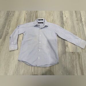 MICHAEL KORS Little Boys Light Blue Checked Button-down Dress Shirt. Size 7. GUC